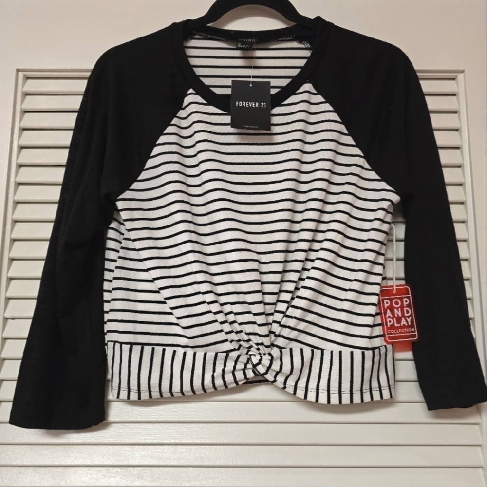 Forever 21 - (NWT) Striped Long-Sleeve Top With Faux Knot Detail